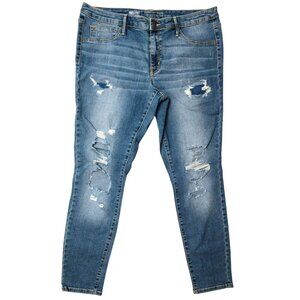 Mossimo Women's Mid-Rise Distressed Skinny Jeans Denim Legging Size 16/33
